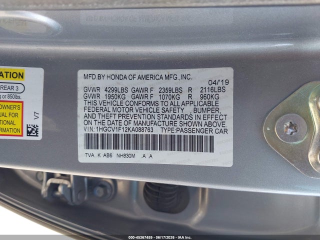 1HGCV1F12KA088763 Honda ACCORD LX