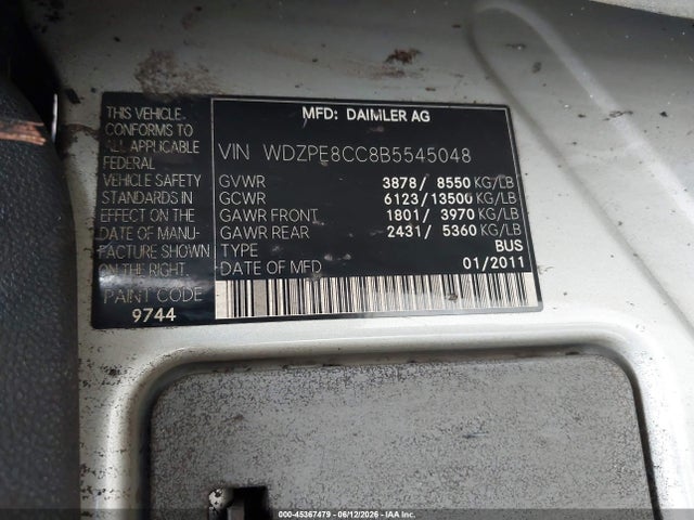 Aukcja sprzedaży 2011 Mercedes-benz Sprinter 2500 High  Roof, vin: WDZPE8CC8B5545048, numer aukcji: 45367479