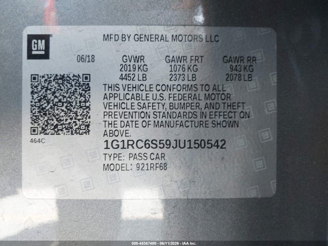 Chevrolet VOLT LT 2018 1G1RC6S59JU150542 Image 9