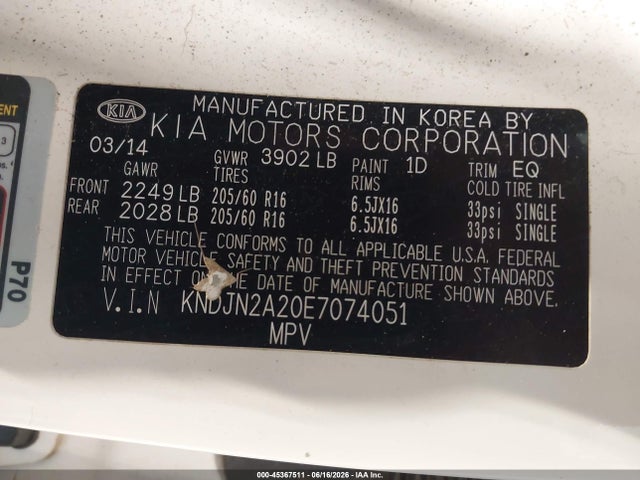 KIA Soul 2014 KNDJN2A20E7074051 Image 9