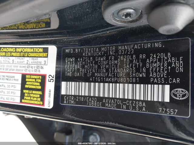 4T1G11AK8PU801081 Toyota CAMRY SE