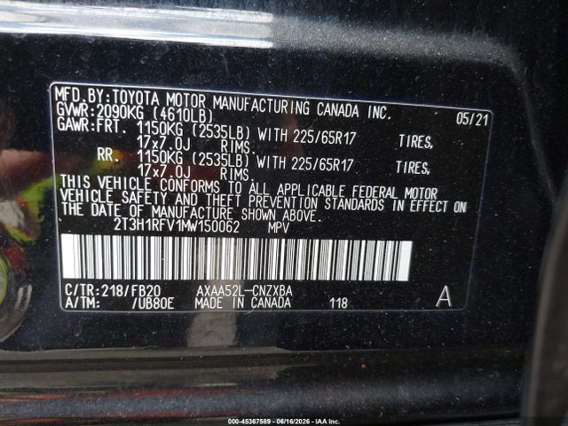 Toyota RAV4 LE 2021 2T3H1RFV1MW150062 Image 9
