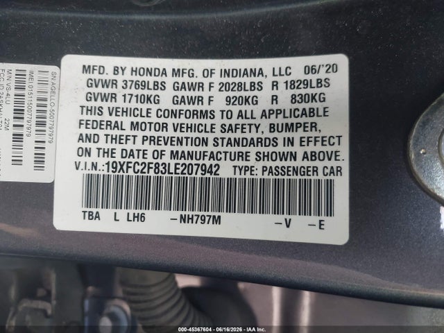 Honda Civic Sport 2020 19XFC2F83LE207942 Image 9