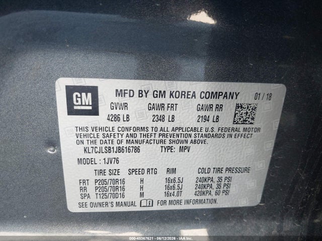 Chevrolet Trax Lt 2018 KL7CJLSB1JB616786 Image 9