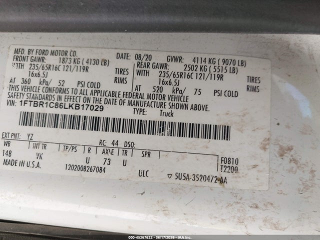 1FTBR1C86LKB17029 Ford Transit-250