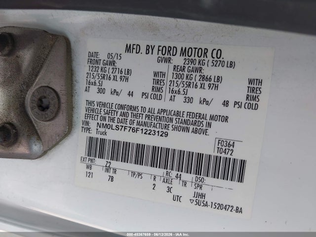 Aukcja sprzedaży 2015 Ford Transit Connect Xlt, vin: NM0LS7F76F1223129, numer aukcji: 45367659