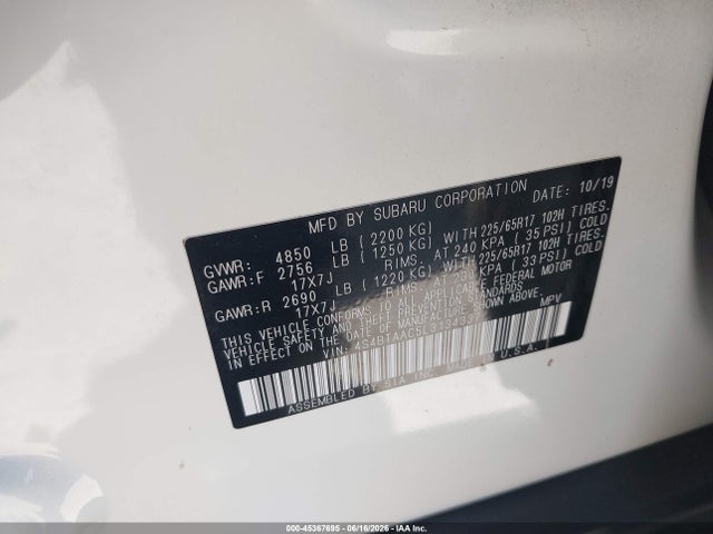 Subaru Outback 2020 4S4BTAAC5L3134337 Image 9