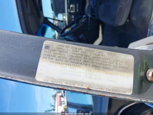 Aukcja sprzedaży 1989 Chevrolet Suburban R2500, vin: 1GNGR26N9KF177270, numer aukcji: 45367724