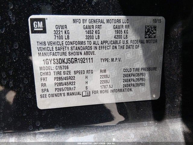 Cadillac Escalade Platinum 2016 1GYS3DKJ5GR192111 Image 9