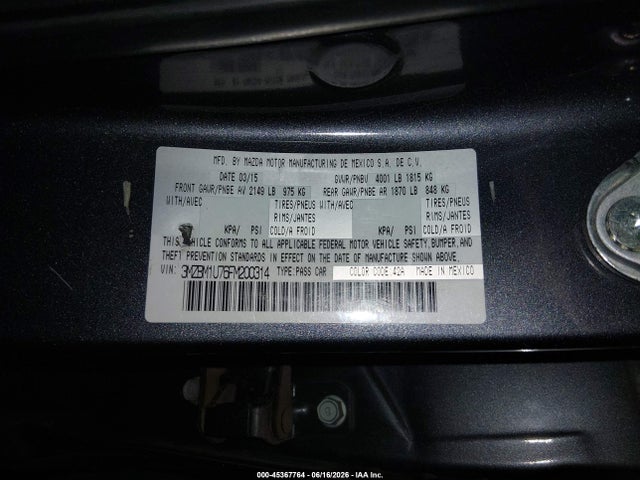 Mazda Mazda3 I Sport 2015 3MZBM1U76FM200314 Image 9