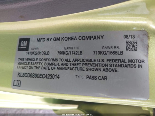 Chevrolet Spark 1lt Auto 2014 KL8CD6S90EC423014 Image 9
