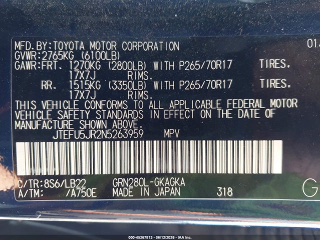 Toyota 4runner Sr5 Premium 2022 JTEFU5JR2N5263959 Image 9