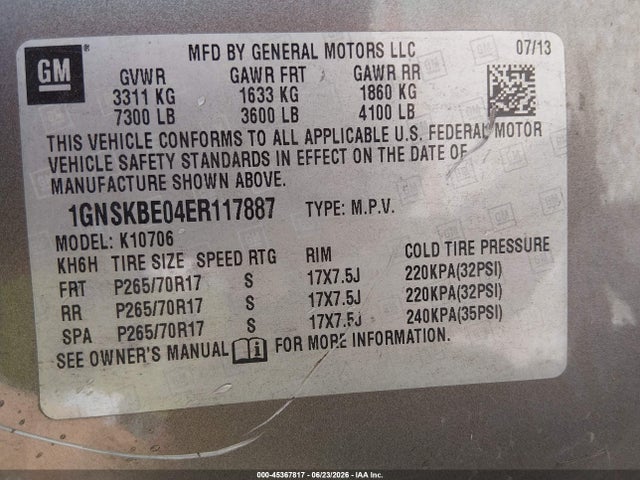 Chevrolet Tahoe Lt 2014 1GNSKBE04ER117887 Image 9