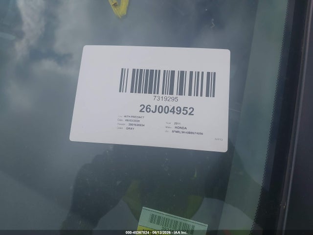 Продажа на аукционе авто 2011 Honda Odyssey Ex, vin: 5FNRL5H40BB074056, номер лота: 45367824