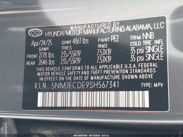 5NMJECDE9SH567341 Hyundai Tucson Limited
