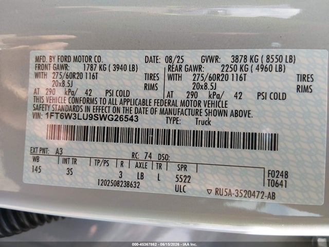 Ford F-150 Lightning Flash 2025 1FT6W3LU9SWG26543 Image 9