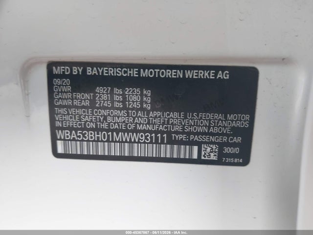 BMW 530I 2021 WBA53BH01MWW93111 Image 9