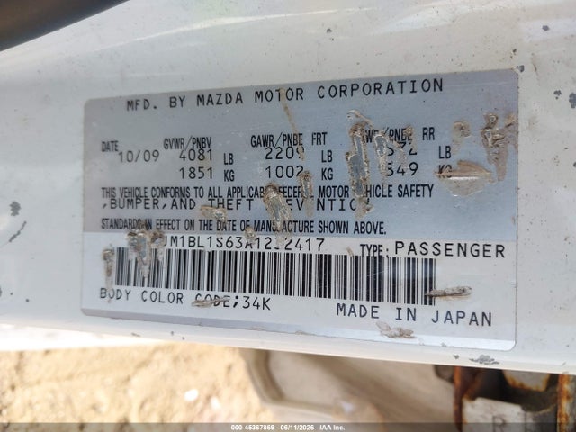 Aukcja sprzedaży 2010 Mazda Mazda3 S Sport, vin: JM1BL1S63A1232417, numer aukcji: 45367869