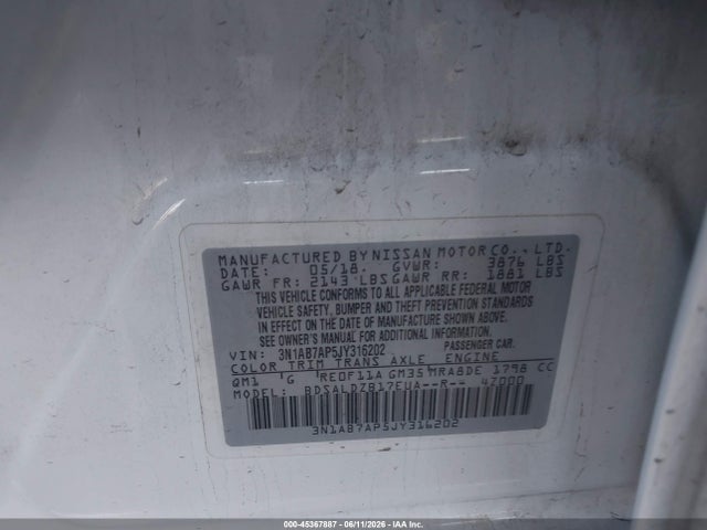 Nissan SENTRA SV 2018 3N1AB7AP5JY316202 Image 9