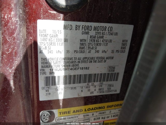 Продажа на аукционе авто 2016 Ford Expedition Xlt, vin: 1FMJU1HT4GEF18182, номер лота: 45367902