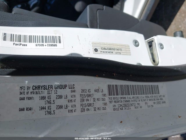 2013 Jeep Compass Sport მანქანა იყიდება აუქციონზე, vin: 1C4NJCBB2DD194712, აუქციონის ნომერი: 45367959