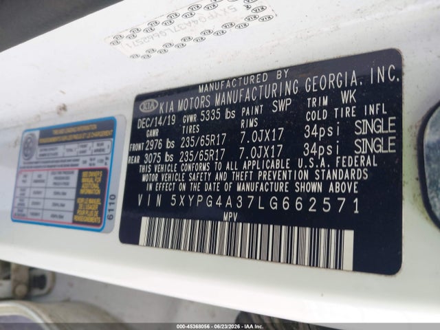 Продаж на аукціоні авто 2020 Kia Sorento 2.4l Lx, vin: 5XYPG4A37LG662571, номер лоту: 45368056
