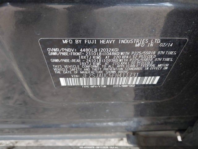Subaru Forester 2.5i Touring 2015 JF2SJAUC5FH411731 Image 9