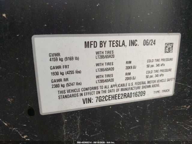 Tesla Cybertruck Cyberbeast 2024 7G2CEHEE2RA016209 Image 9