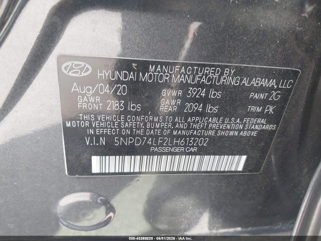 Hyundai ELANTRA SE 2020 5NPD74LF2LH613202 Image 9