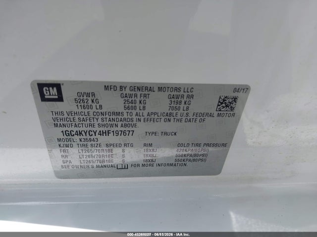 1GC4KYCY4HF197677 Chevrolet Silverado 3500hd Wt