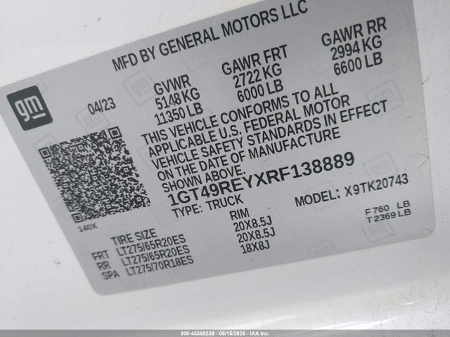 2024 Gmc Sierra 2500hd 4wd  Standard Bed Denali მანქანა იყიდება აუქციონზე, vin: 1GT49REYXRF138889, აუქციონის ნომერი: 45368239