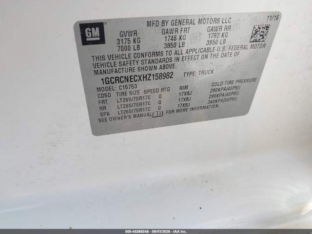 Chevrolet Silverado 1500 Wt 2017 1GCRCNECXHZ158982 Image 9