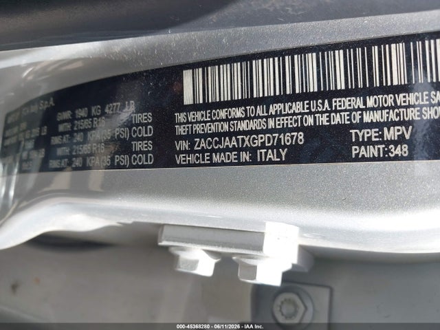 Aukcja sprzedaży 2016 Jeep Renegade Sport, vin: ZACCJAATXGPD71678, numer aukcji: 45368280