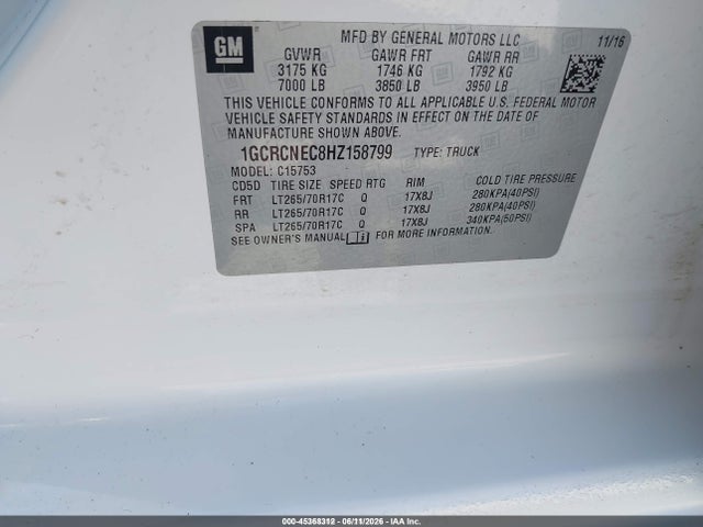 Chevrolet Silverado 1500 Wt 2017 1GCRCNEC8HZ158799 Image 9