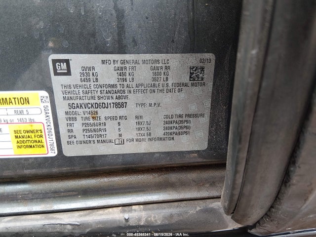 Продажа на аукционе авто 2013 Buick Enclave Leather, vin: 5GAKVCKD6DJ178587, номер лота: 45368341