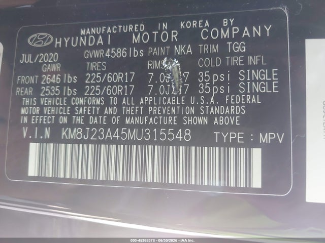 Hyundai TUCSON SE 2021 KM8J23A45MU315548 Image 9