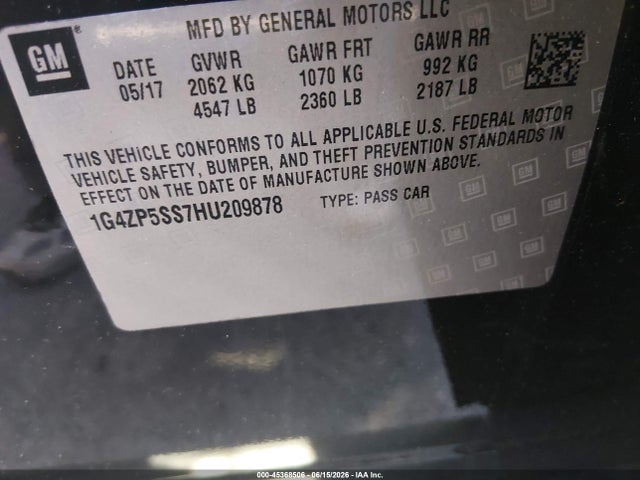 Aukcja sprzedaży 2017 Buick Lacrosse Essence, vin: 1G4ZP5SS7HU209878, numer aukcji: 45368506
