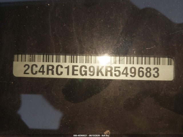 Aukcja sprzedaży 2019 Chrysler Pacifica Touring L Plus, vin: 2C4RC1EG9KR549683, numer aukcji: 45368521