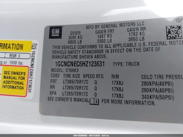 Chevrolet Silverado 1500 Wt 2017 1GCNCNEC6HZ123631 Image 9