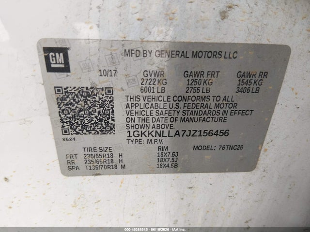 1GKKNLLA7JZ156456 GMC Acadia Sle-2