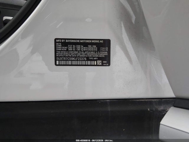 45368816 :رقم المزاد ، 5UXTR7C59KLF23376 vin ، 2019 Bmw X3 Sdrive30i مزاد بيع