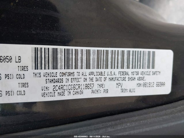 45368863 :رقم المزاد ، 2C4RC1CG6CR118657 vin ، 2012 Chrysler Town & Country Touring-l مزاد بيع