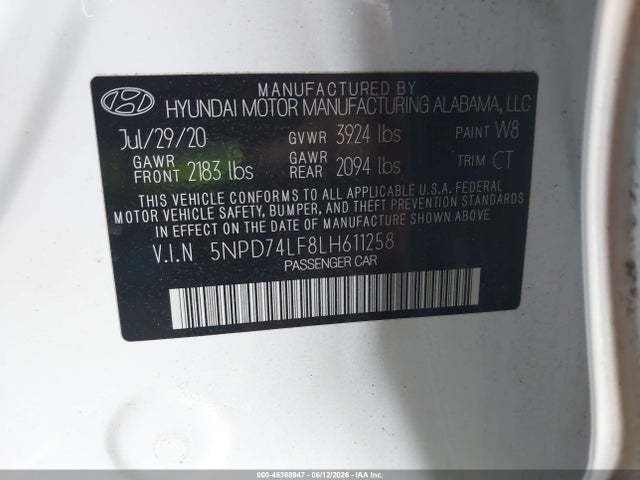 Hyundai ELANTRA SE 2020 5NPD74LF8LH611258 Image 9