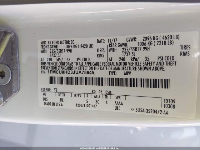 Ford ESCAPE SEL 2018 1FMCU0HD3JUA75645 Image 9