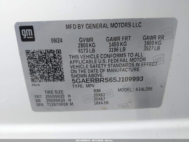 2025 Buick Enclave Sport Touring Fwd მანქანა იყიდება აუქციონზე, vin: 5GAERBRS6SJ109993, აუქციონის ნომერი: 45369018