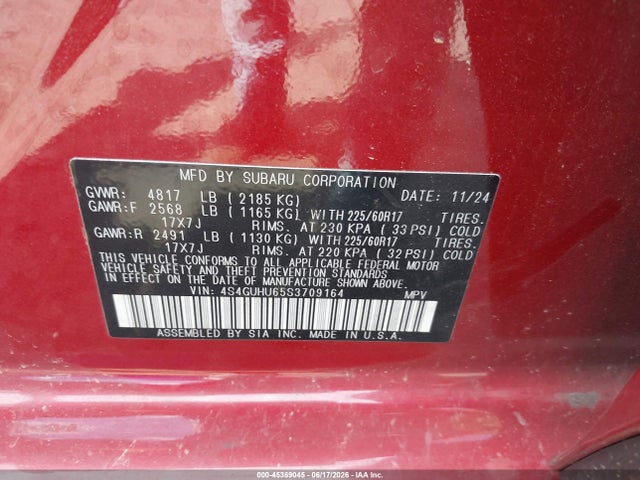Aukcja sprzedaży 2025 Subaru Crosstrek Wilderness, vin: 4S4GUHU65S3709164, numer aukcji: 45369045