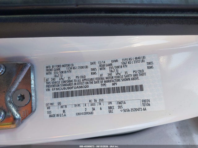 Ford Escape Titanium 2015 1FMCU9J90FUA98320 Image 9