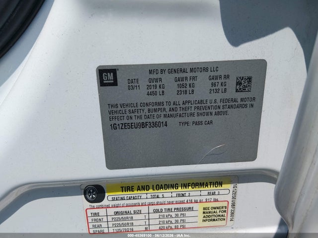 Продаж на аукціоні авто 2011 Chevrolet Malibu Ltz, vin: 1G1ZE5EU9BF336014, номер лоту: 45369100