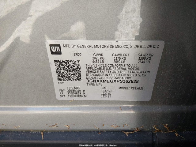 3GNAXMEGXPS162838 Chevrolet Equinox Fwd Rs