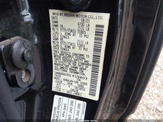 Aukcja sprzedaży 2005 Nissan Frontier 2wd Xe, vin: 1N6BD06T05C459403, numer aukcji: 45369333